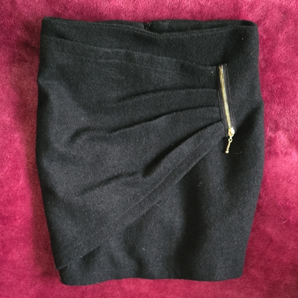 Black Ruched Mini Pencil Skirt for Cocktail